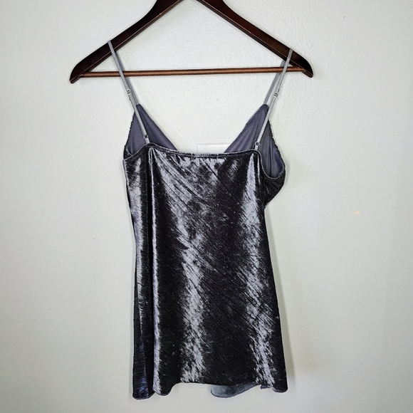 Meghan Noland Y2K Babydoll Top Womens Medium Gray Velour Iridescent Fairycore - Picture 3 of 9